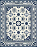Classic Floral Medallion Dark Blue Design Rug