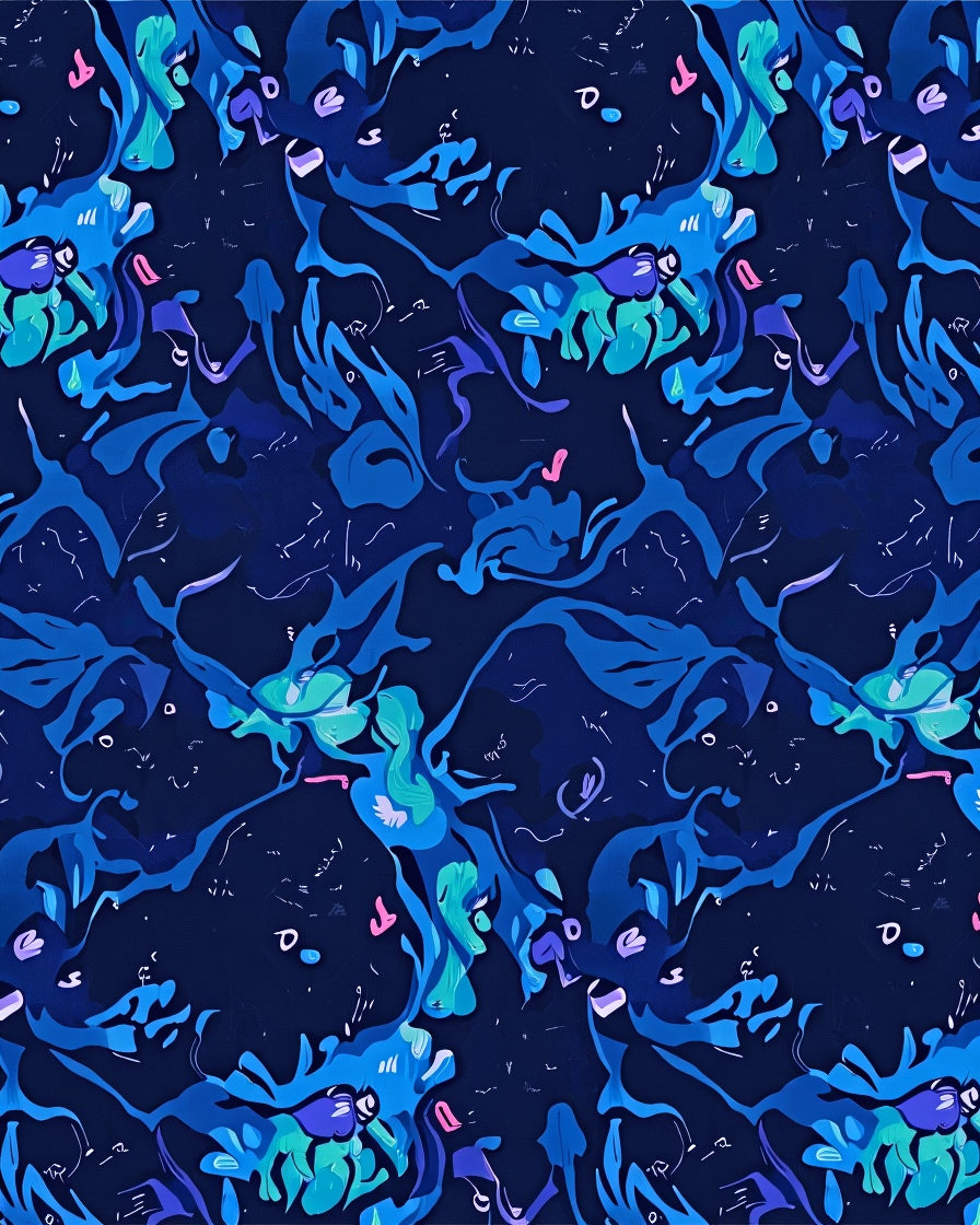 Abstract Blue Swirl Pattern Rug