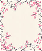 Pink Floral Vine Border Design Rug