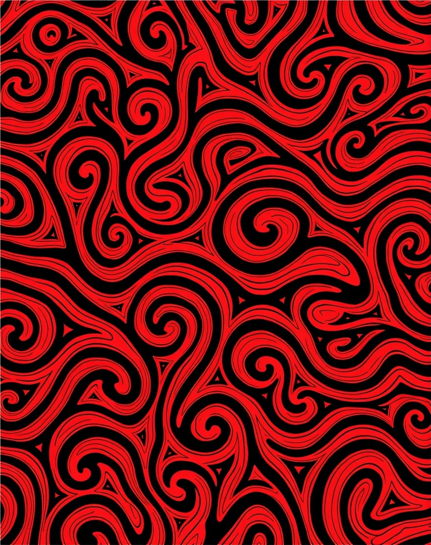 Red Swirl Abstract Lines Rug