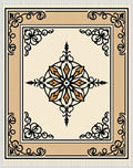Cream Black Gold Floral Medallion Rug