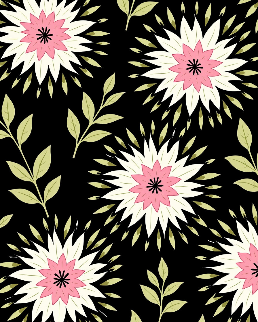 Bold floral pattern with pink centers Rug