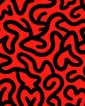 Bold Red Black Swirl Abstract Design Rug