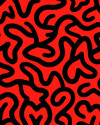 Bold Red Black Swirl Abstract Design Rug