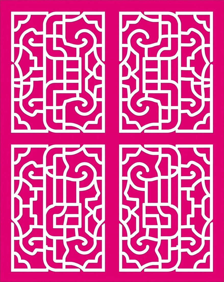 Ornate White Geometric Lattice Design Rug