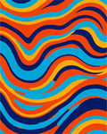 Vibrant Teal Orange Wavy Rug