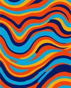 Vibrant Teal Orange Wavy Rug