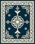 Ornate Floral Cream Teal Rug