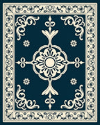 Ornate Floral Cream Teal Rug