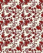 Red Floral Scroll Pattern Design Rug