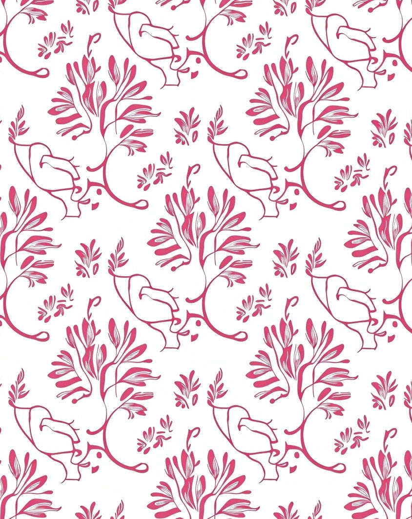 Delicate Pink Floral Vine Design Rug