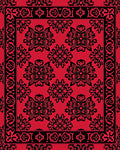 Ornate Red Black Floral Pattern Rug