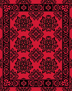Ornate Red Black Floral Pattern Rug