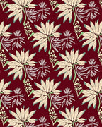 Cream Floral Pattern On Maroon Background Rug