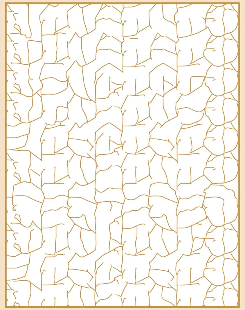 Abstract Gold Line Organic Pattern Rug