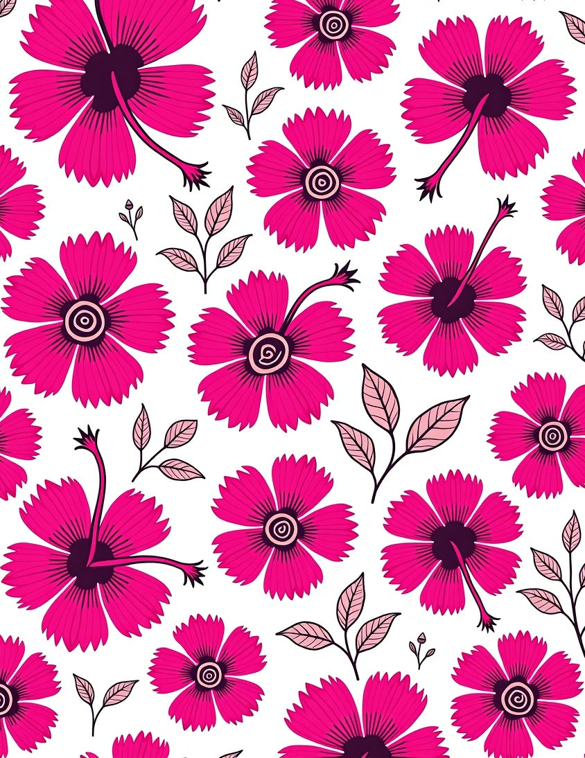 Vibrant Pink Flower Motif Design Rug