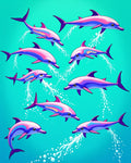 Colorful Dolphin Splash Pattern Rug