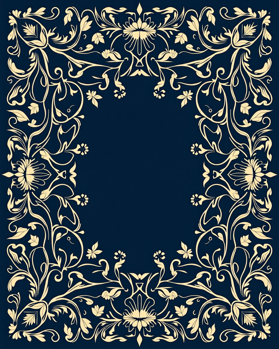 Ornate Floral Scrollwork Textile Design Rug