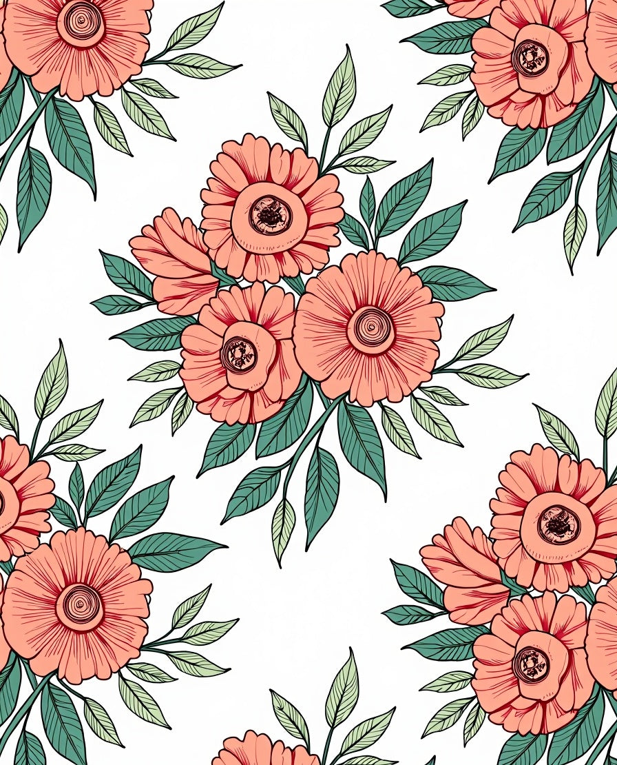 Coral Floral Pattern Delight Rug