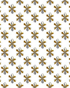 Gold Silver Floral Snowflake Medallion Rug