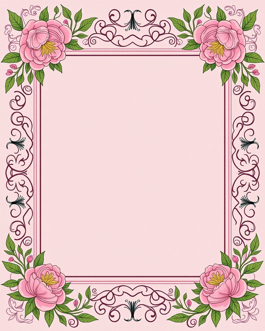 Floral Vine Decorative Pink Rug