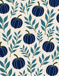 Deep Blue Pumpkin Botanical Pattern Rug
