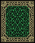 Emerald Green Floral Border Rug