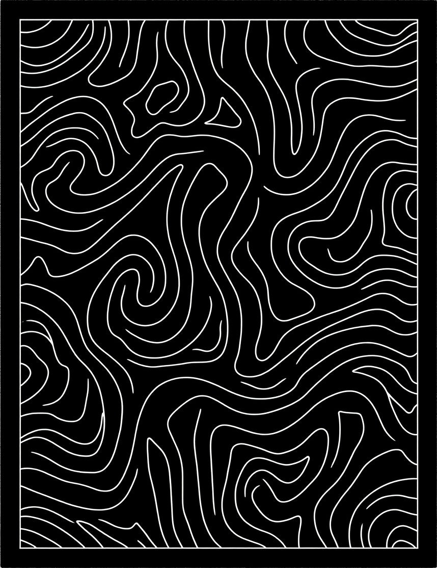 Abstract Black White Contour Pattern Rug