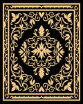 Golden Floral Scrollwork Art Rug