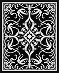 Intricate Black White Floral Pattern Rug