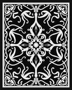 Intricate Black White Floral Pattern Rug
