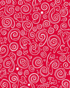 Whimsical Red Swirl Animal Sketch Rug
