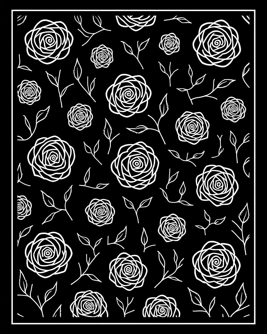 Delicate White Rose Vine Pattern Rug