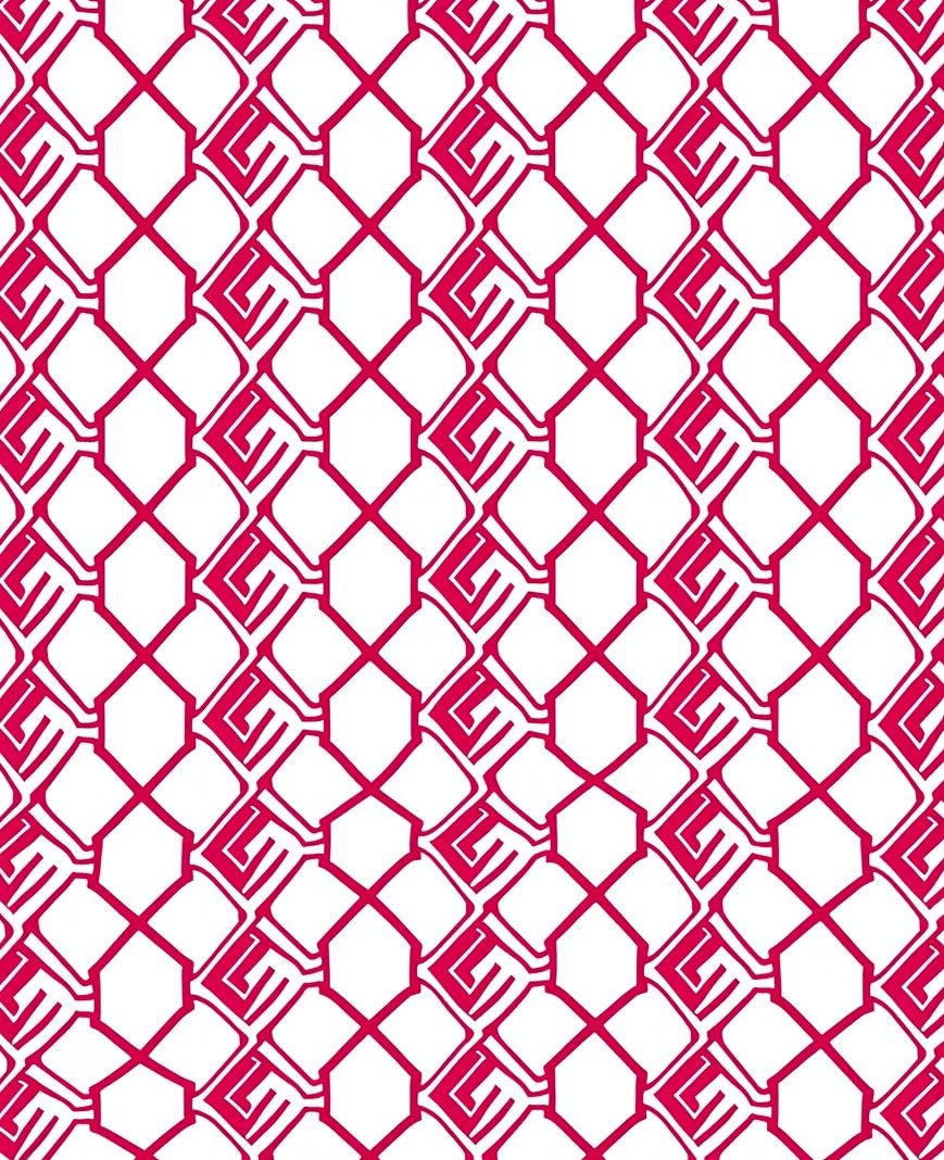 Red Geometric Grid Pattern Rug