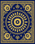 Golden Floral Mandala With Intricate Border Rug
