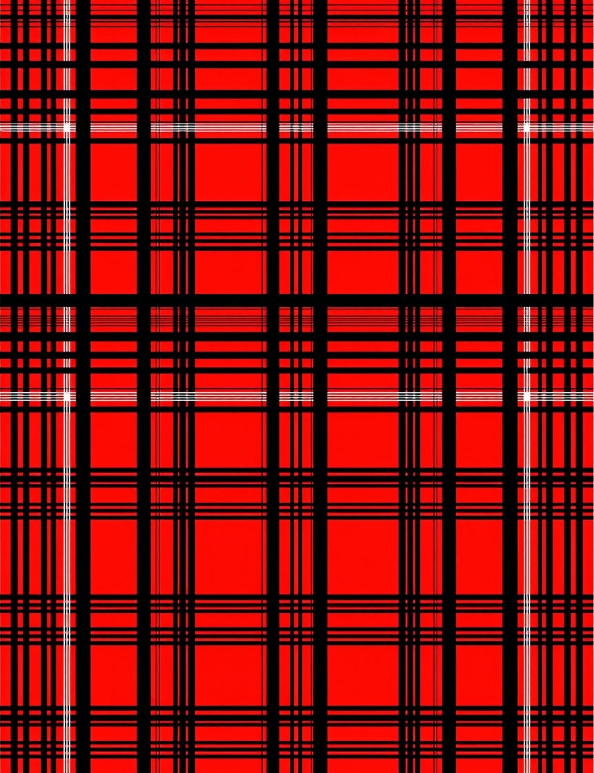 Bold Red Black Plaid Lines Rug