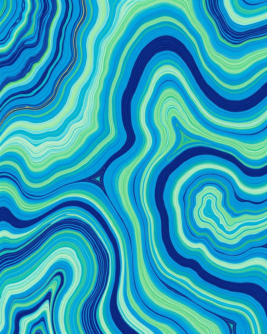 Azure And Emerald Swirl Pattern Rug