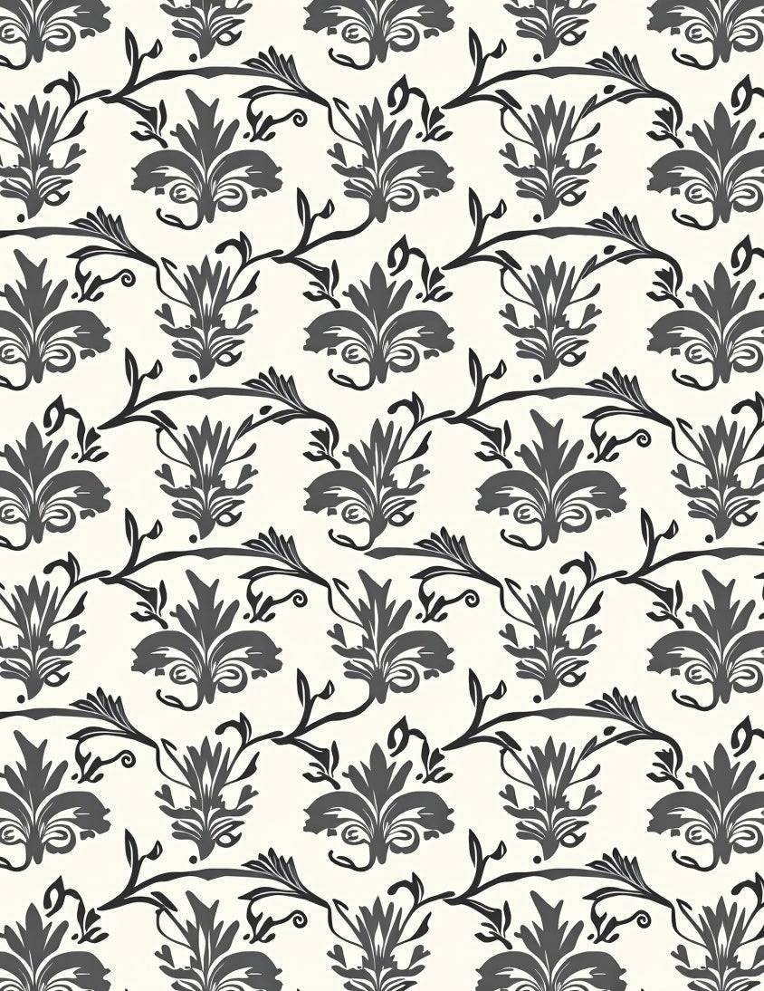 Classic Damask Floral Vine Pattern Rug