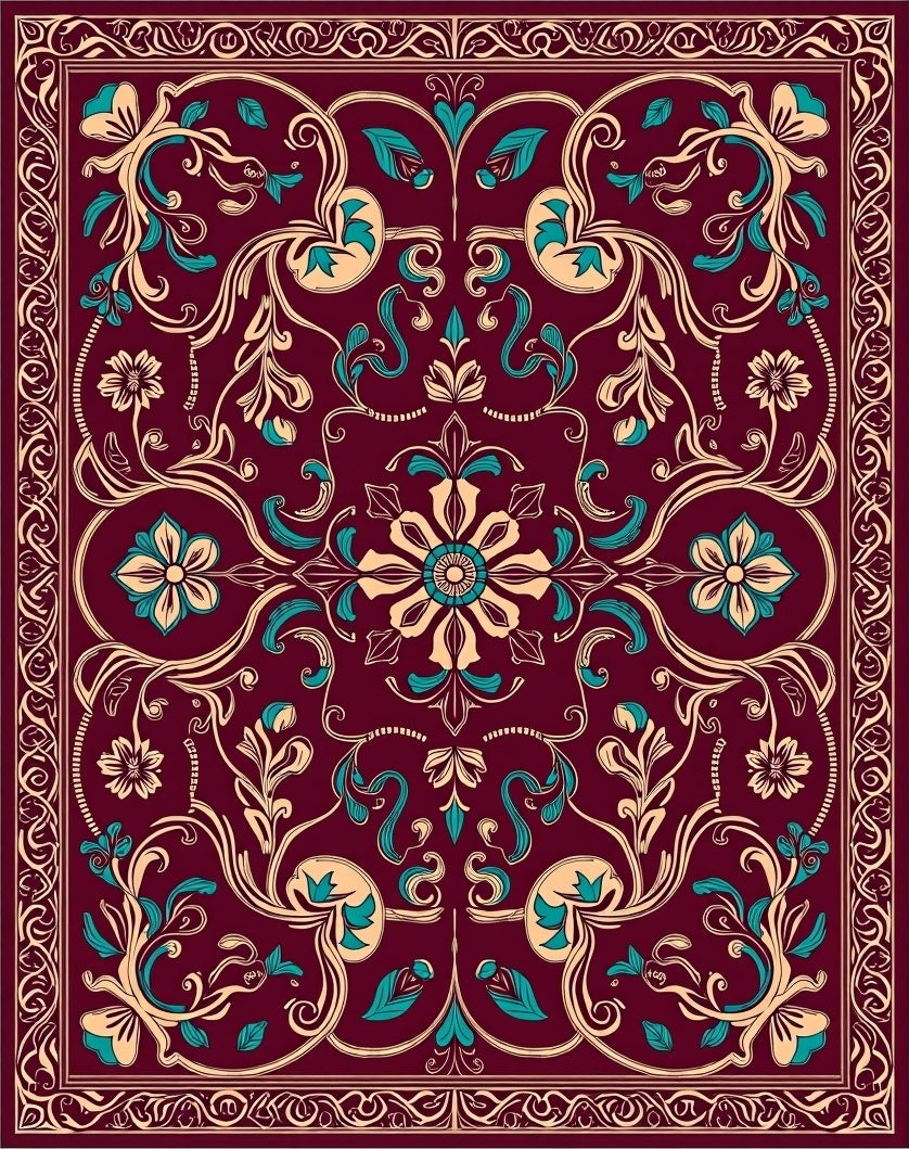 Rich Floral Vine Pattern Rug