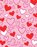 Red White Pink Hearts Pattern Rug