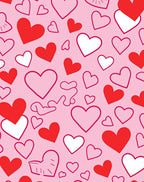 Red White Pink Hearts Pattern Rug