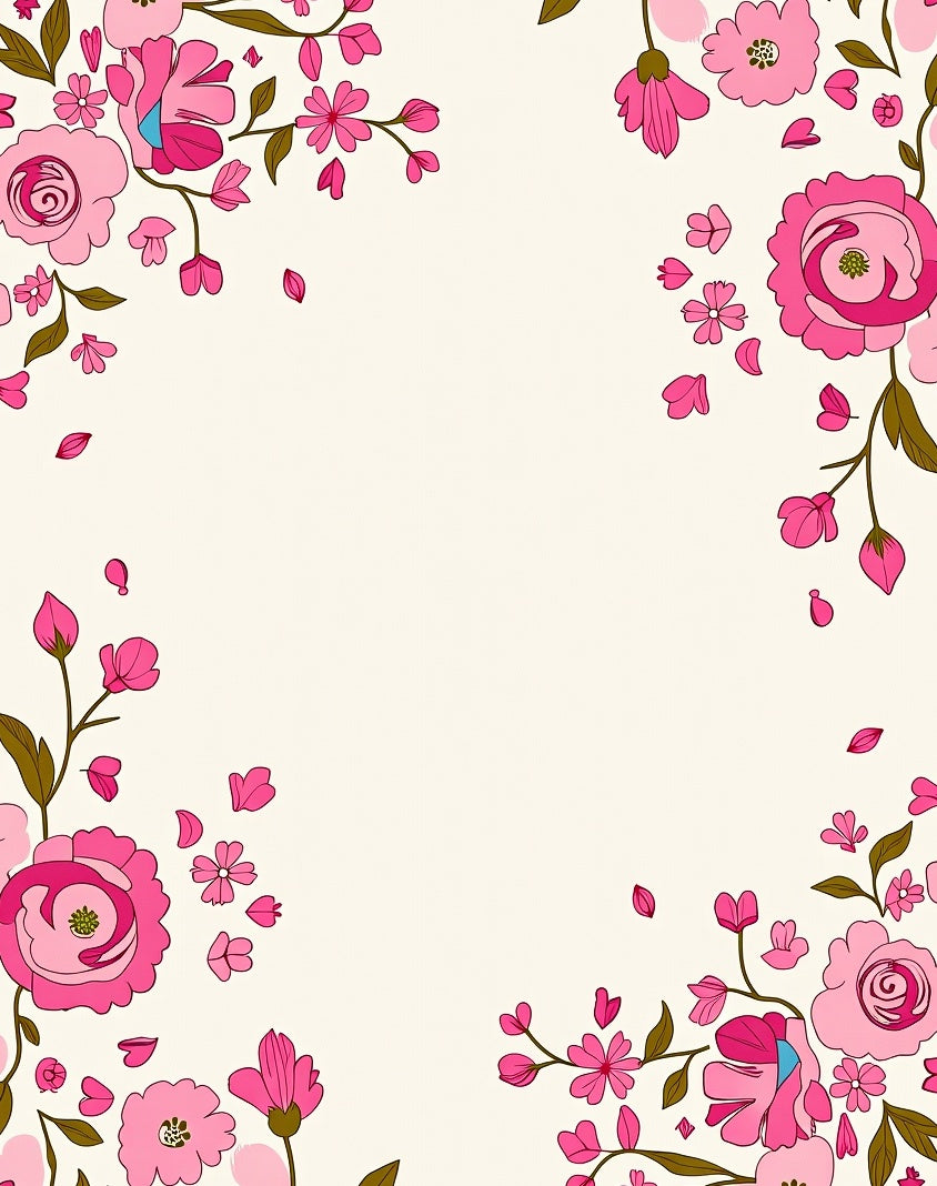 Pink Floral Garden Motif Rug