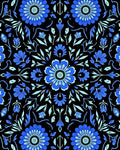 Floral Symmetry On Black Background Rug
