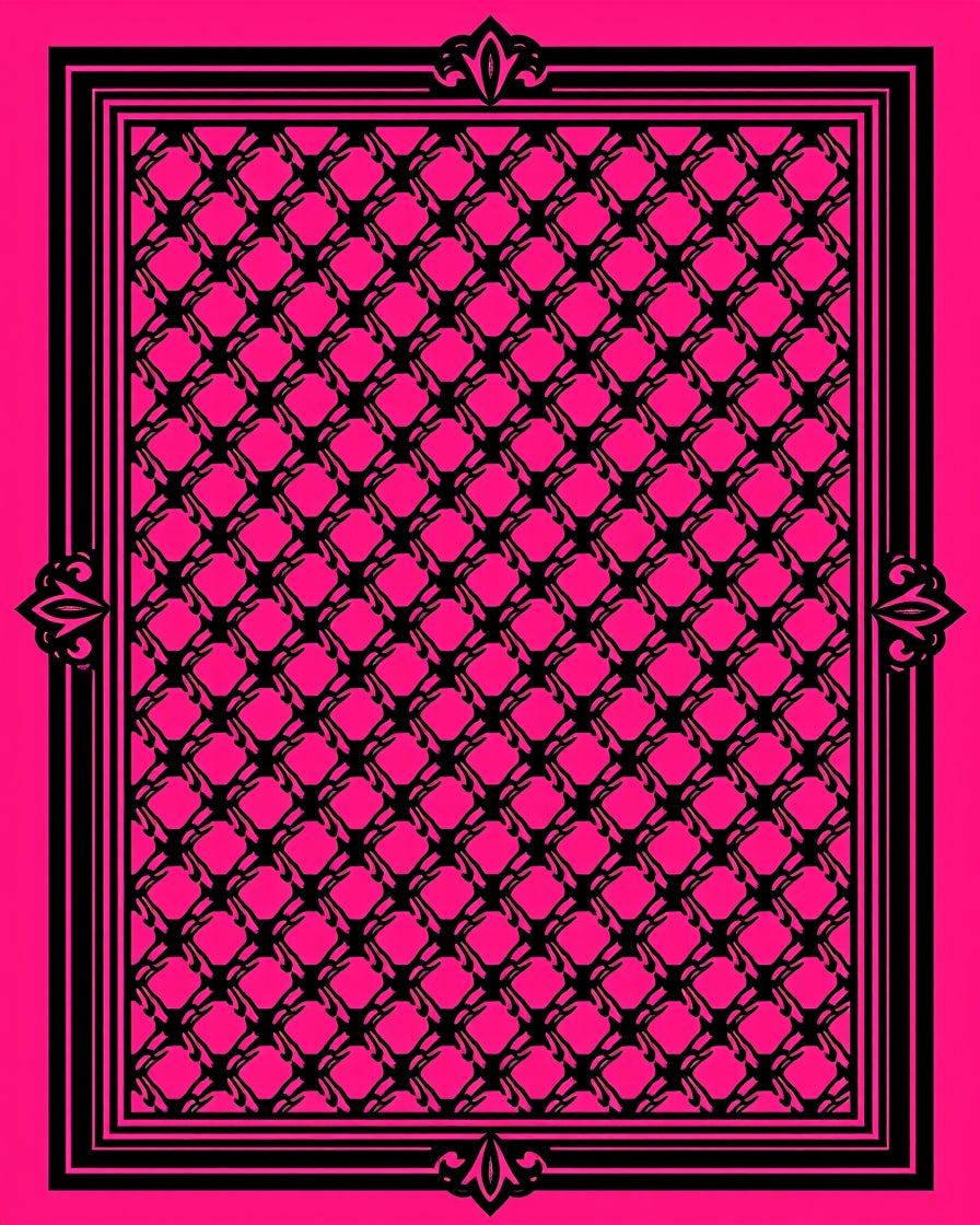Hot Pink Lattice Border Rug