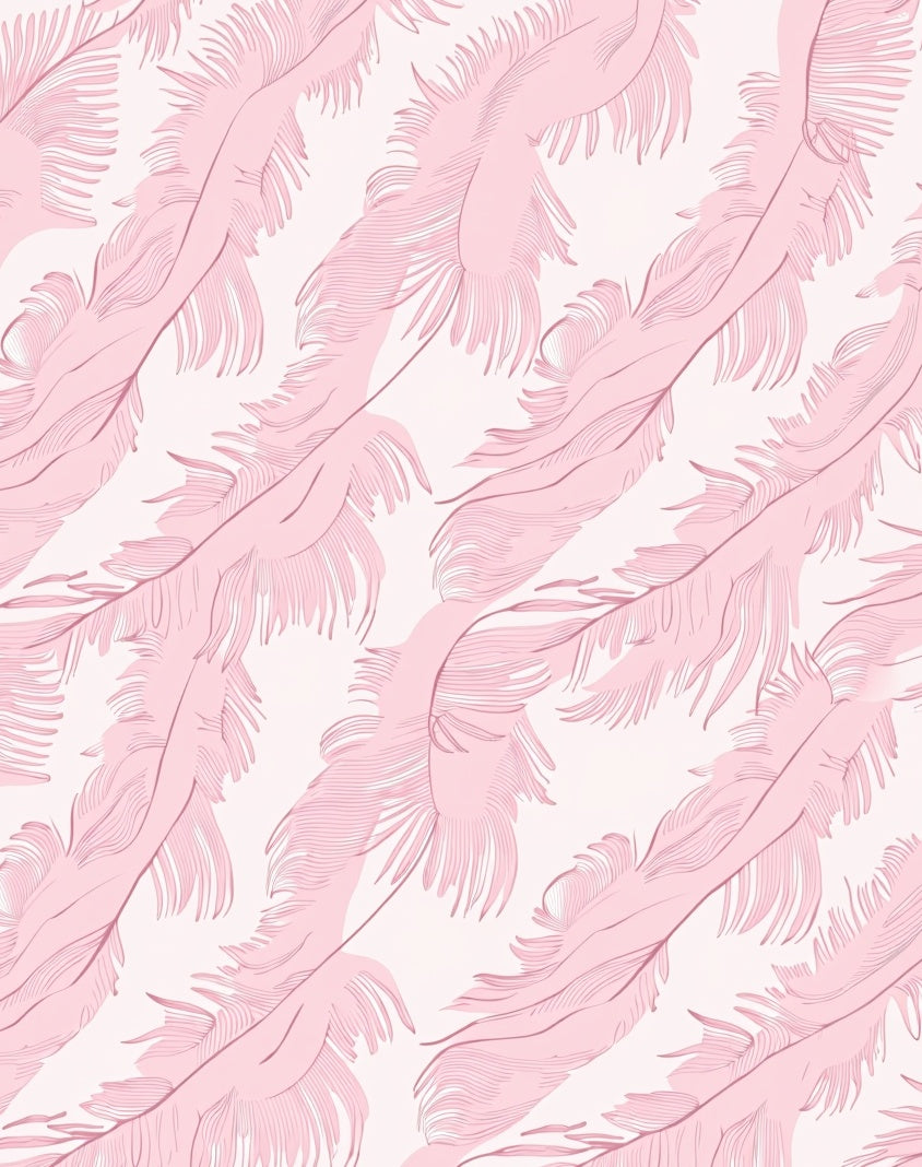 Soft Pink Feather Pattern Design Rug