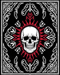 White Skull Radiant Sun Black Border Rug