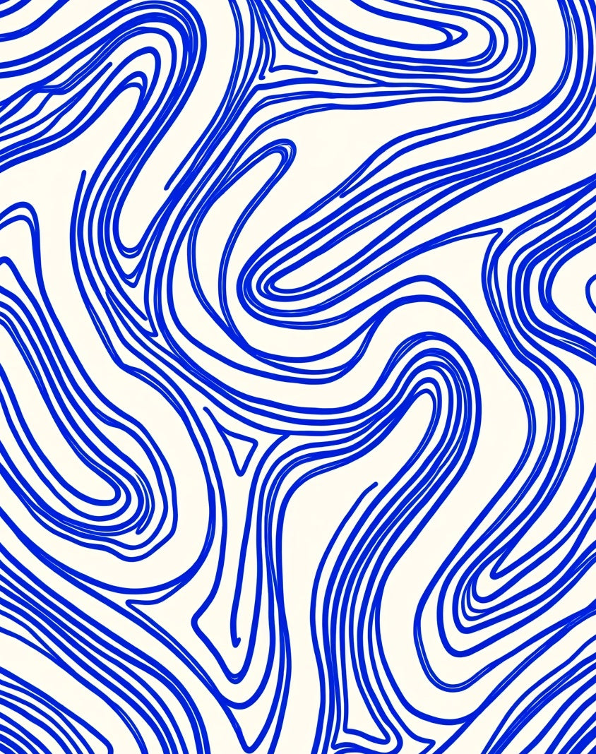 Abstract Blue Swirls Pattern Accent Rug