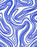 Abstract Blue Swirls Pattern Accent Rug