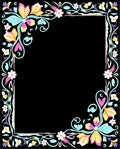 Vibrant Floral Swirls Border Pattern Rug