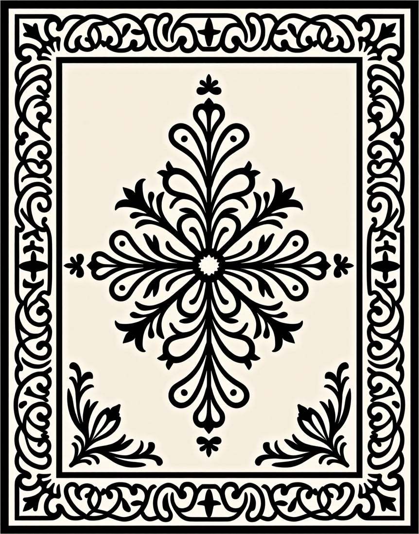 Traditional Floral Scroll Work Pattern Rug